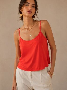 Source Unknown Orange-Red Coral Cami Spaghetti Straps XL